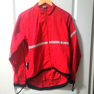 MEC Bright Red Women's Cycling Wind Jacket with Reflective Stripes
